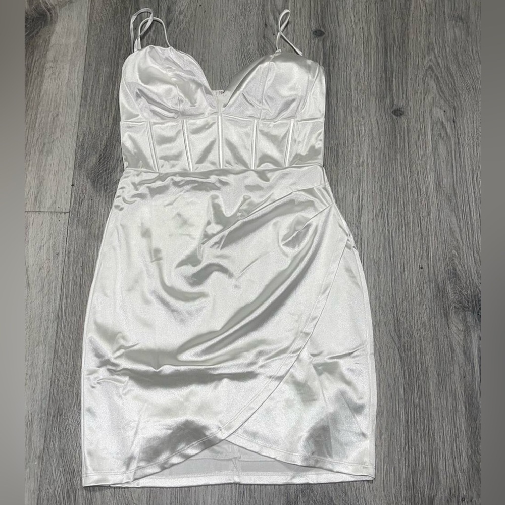 White Silk Windsor Dress corset style